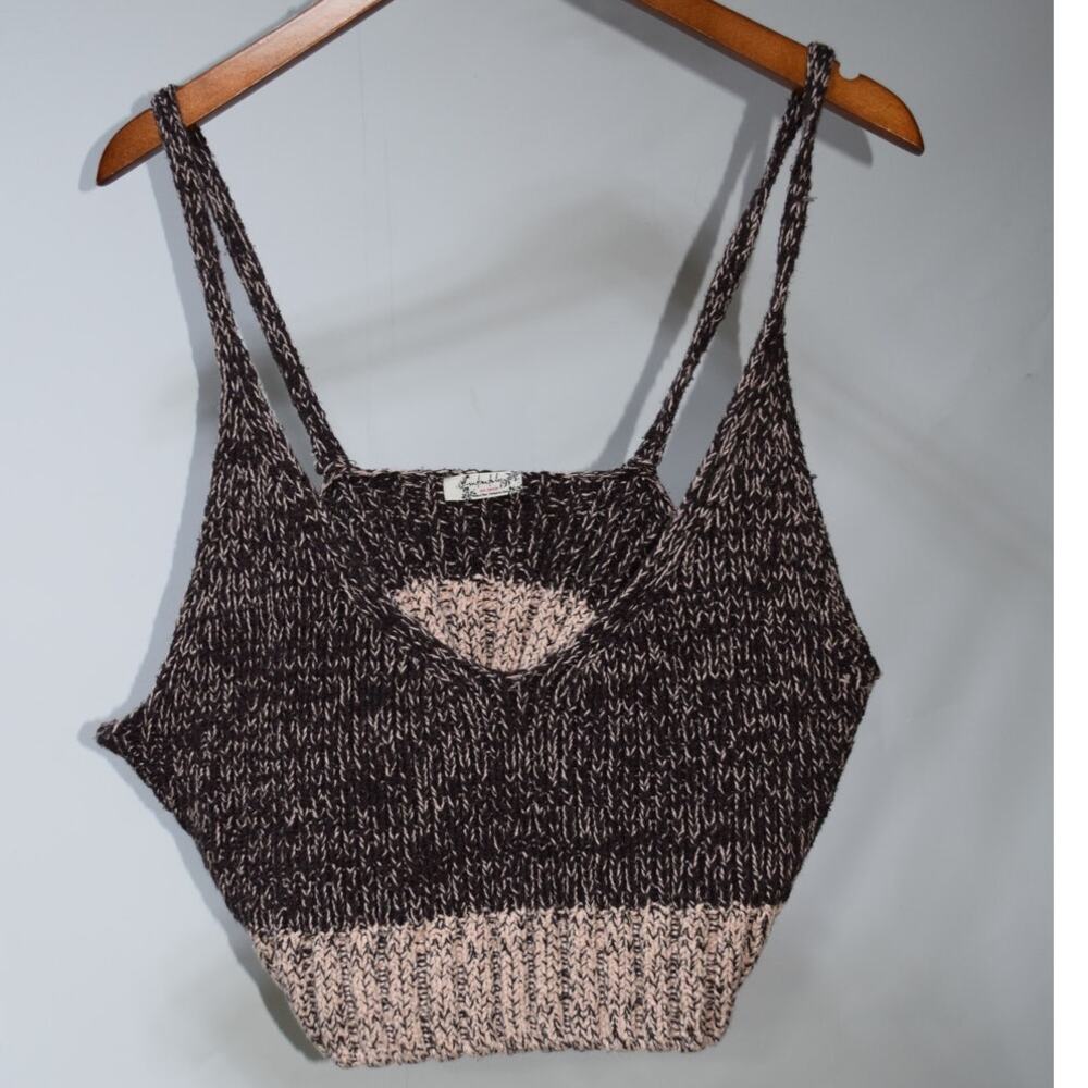 Free People Intimately Marled Knit Cutout Cropped Bralette Top Brown Blush